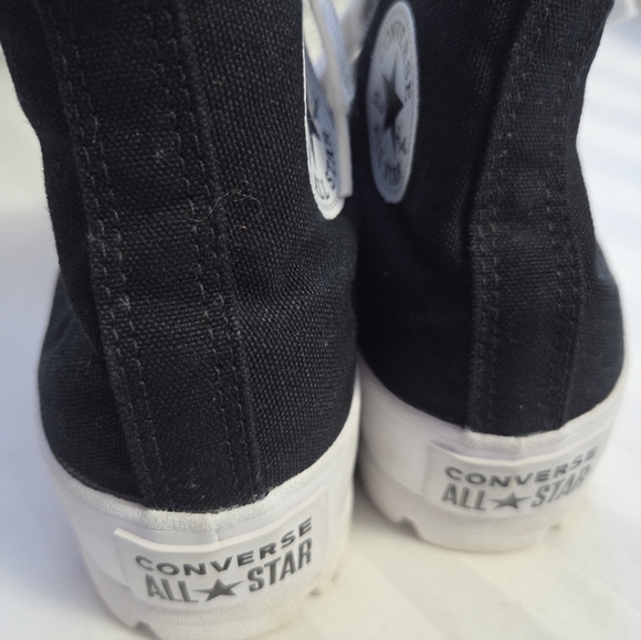 Converse Womens  Black and White High-Top Sneakers - Picture 3 of 5